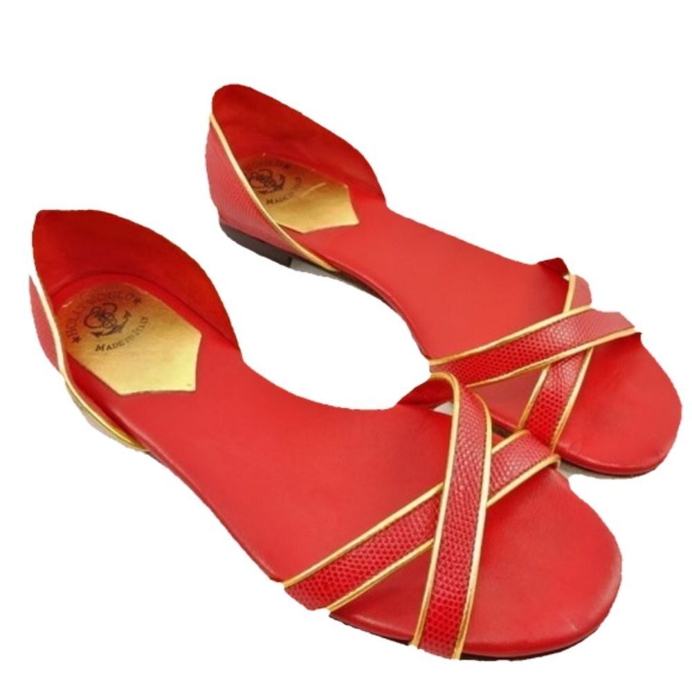 Hollywould Red D’orsay Flats Sandals Sz 38.5 8.5